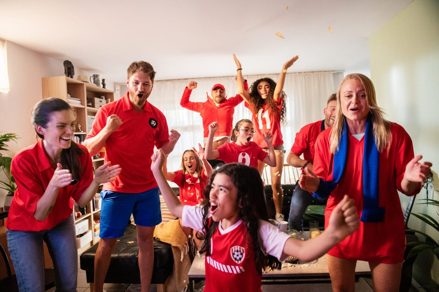 a group of people in a room