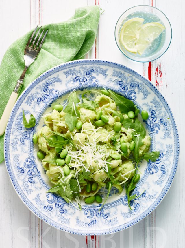 a plate of food with fork and knife
