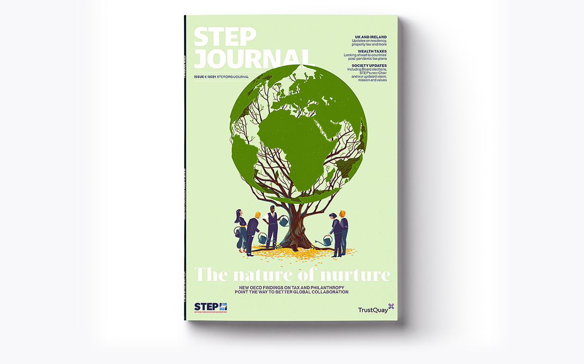 a book with a green globe and people around it
