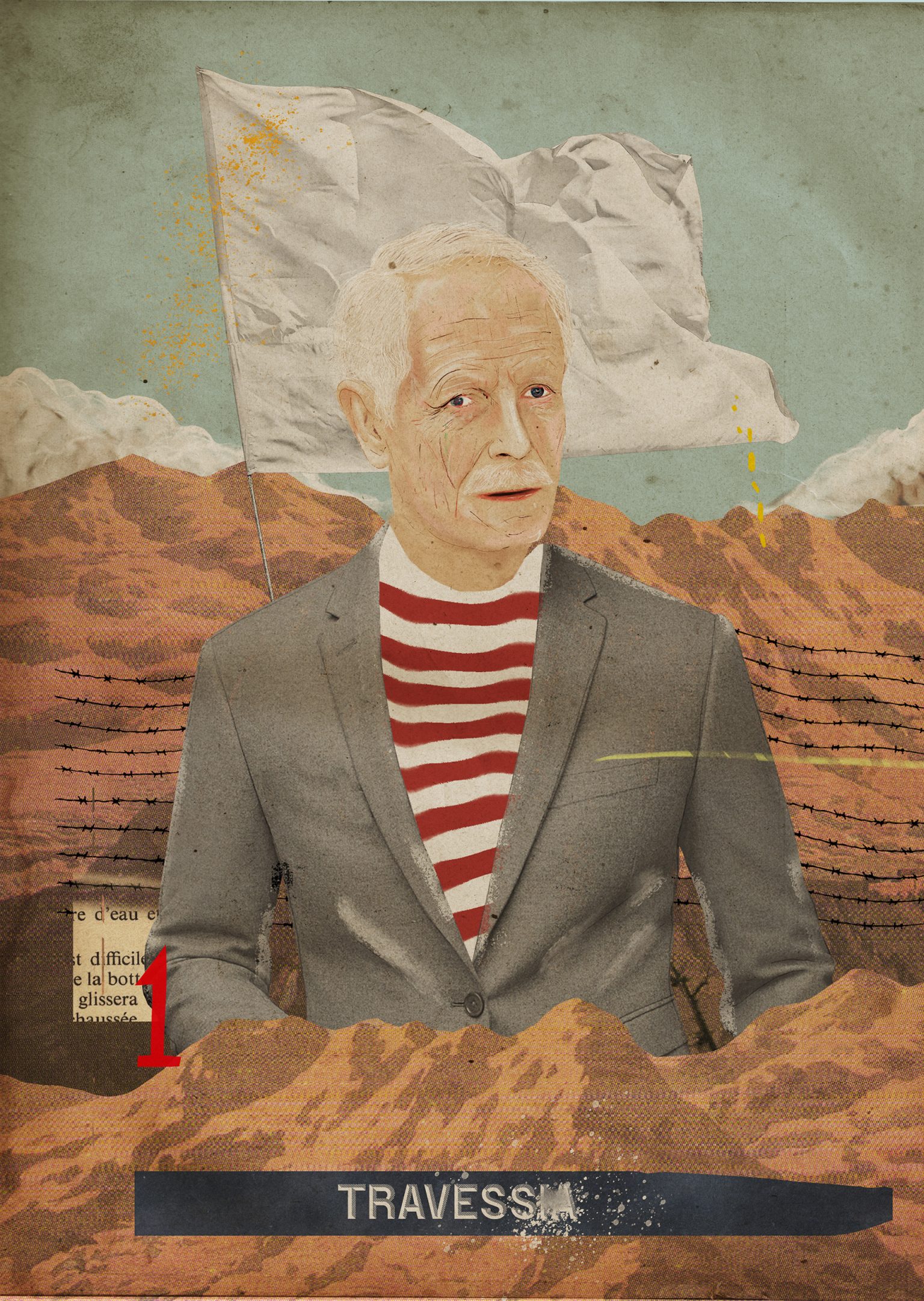 a man in a suit and red and white striped shirt