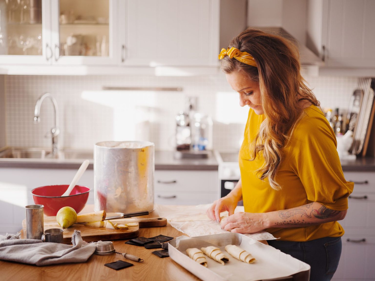 a woman in a kitchen