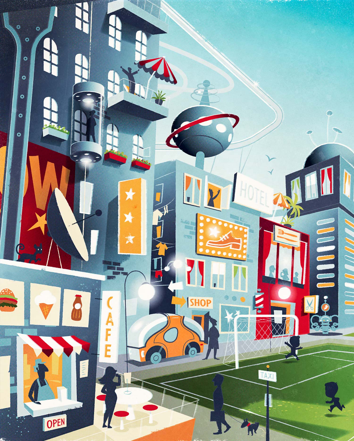 a cartoon of a city