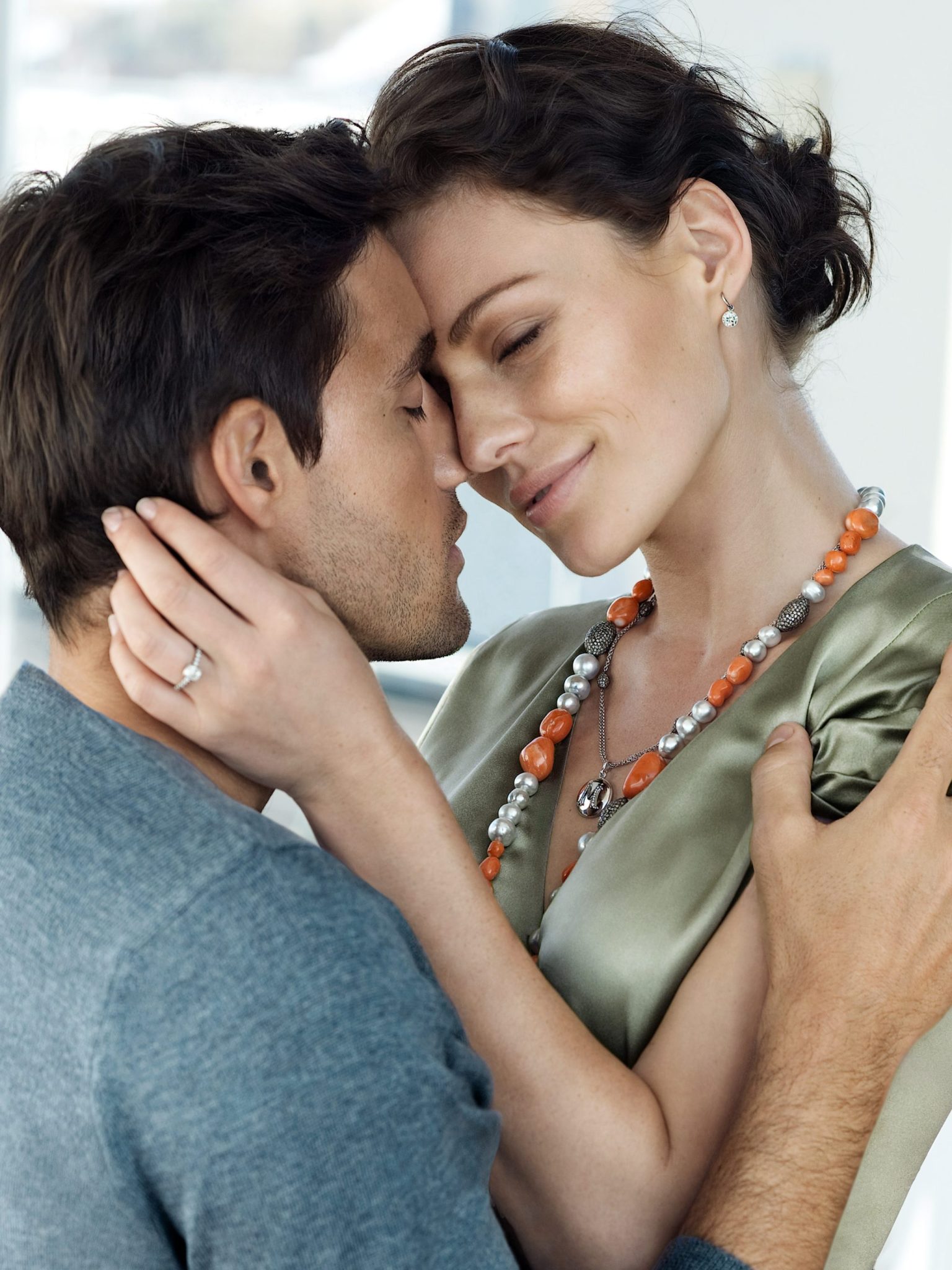 a man and woman hugging