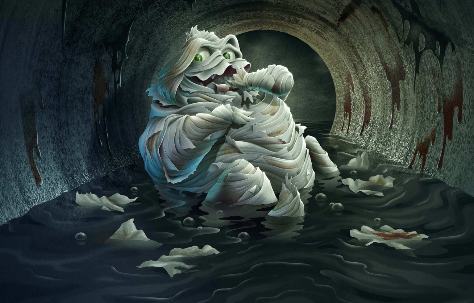 a cartoon of a ghost in a tunnel