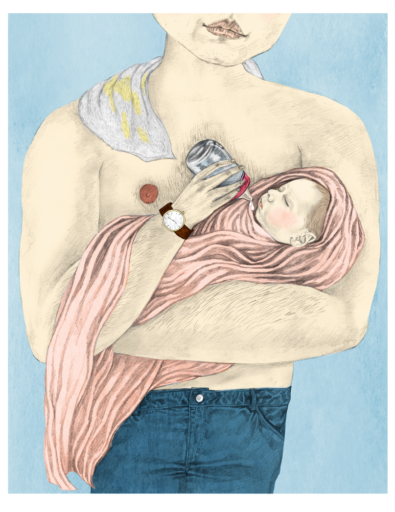 a man holding a baby