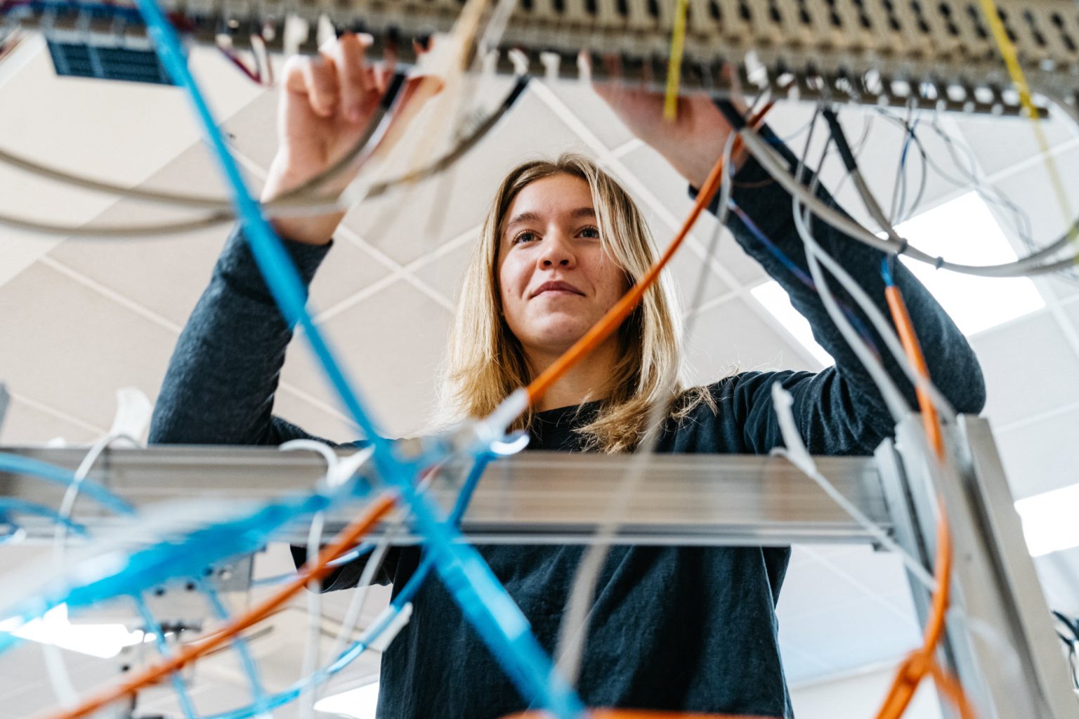 a woman working on a computer