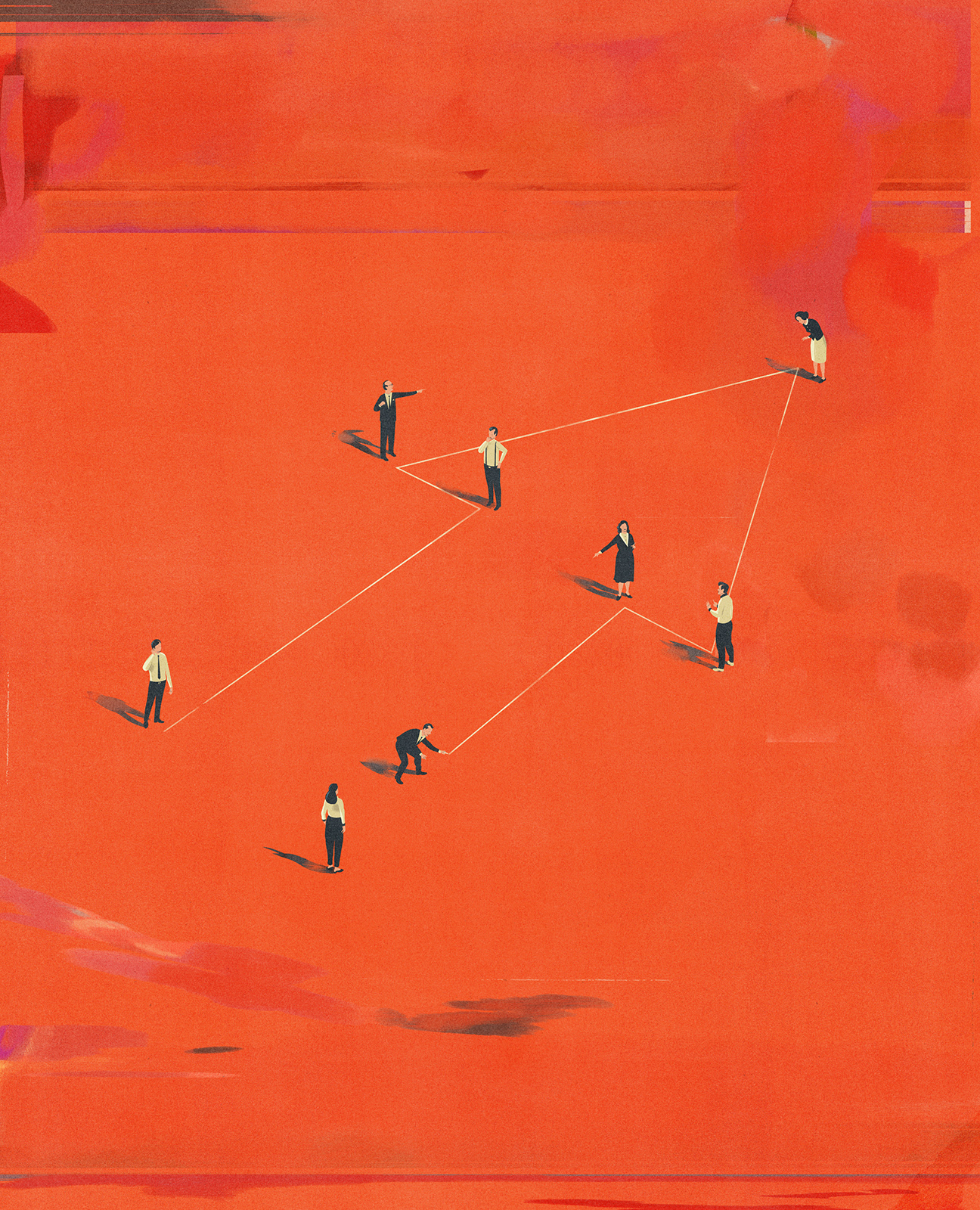 a group of people standing in a line