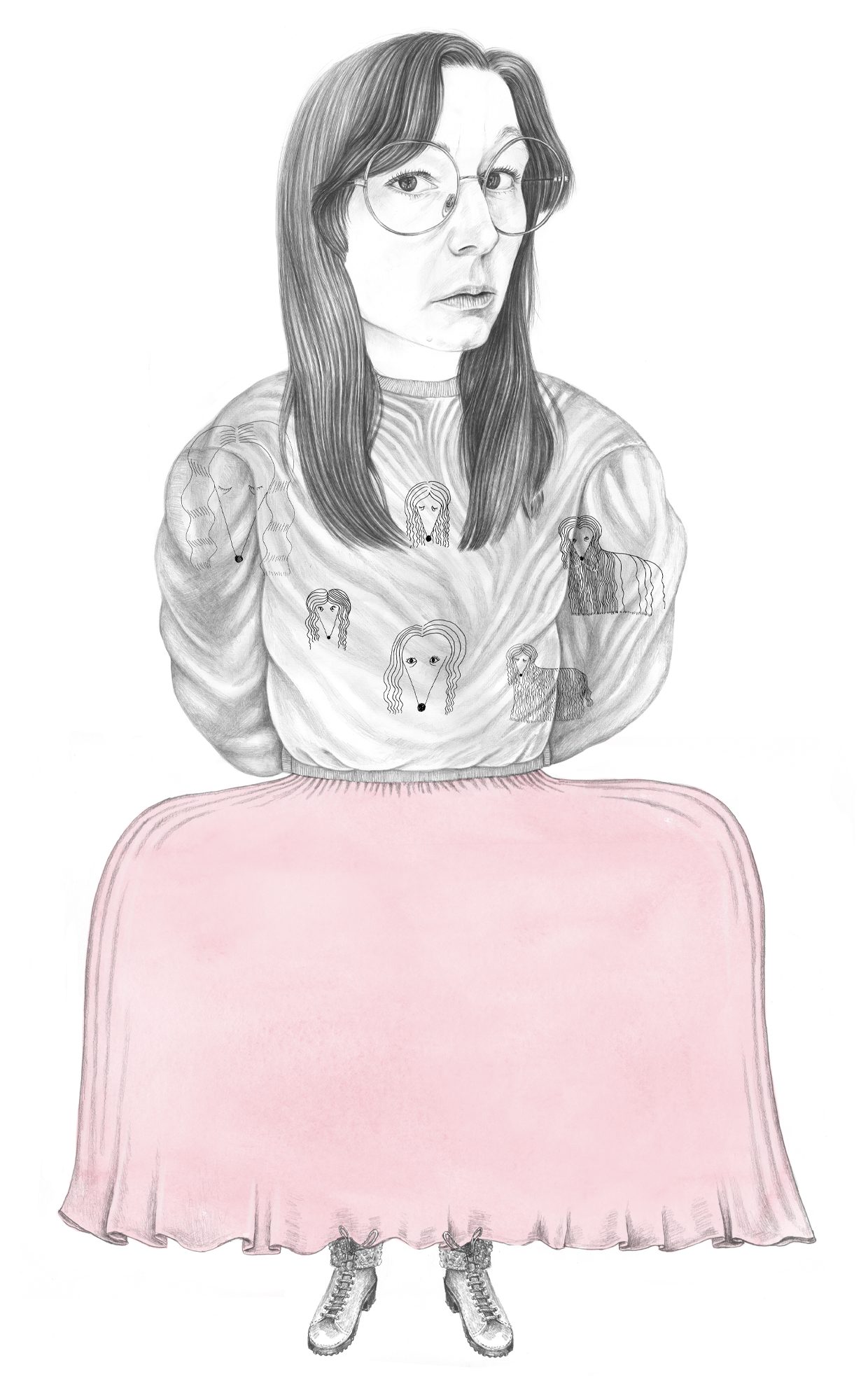 a drawing of a woman