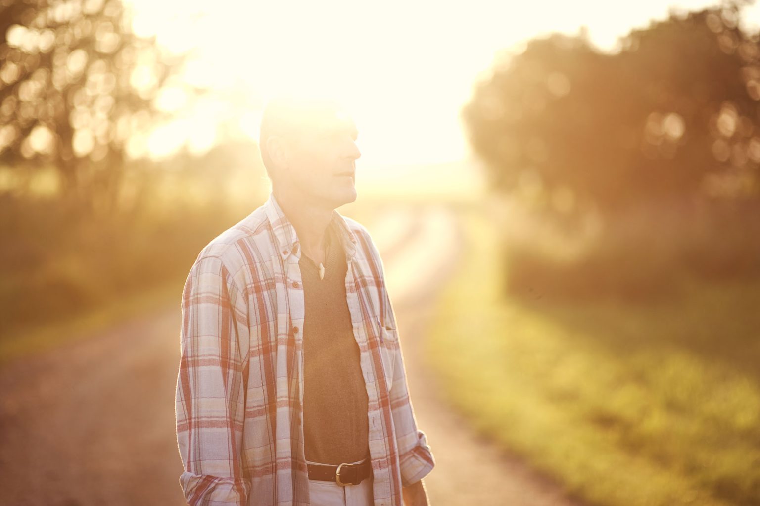 a man standing on a path