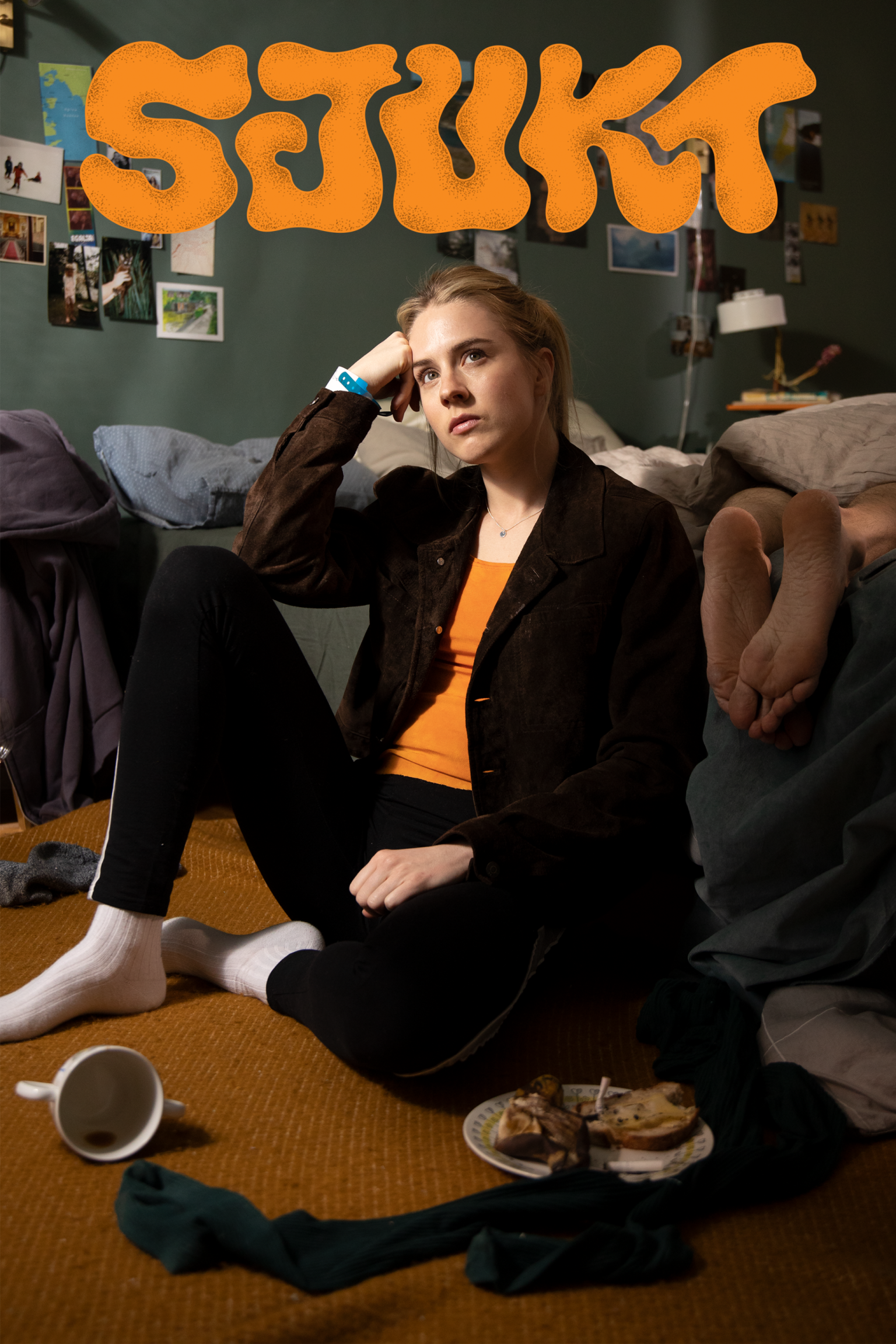a woman sitting on the floor