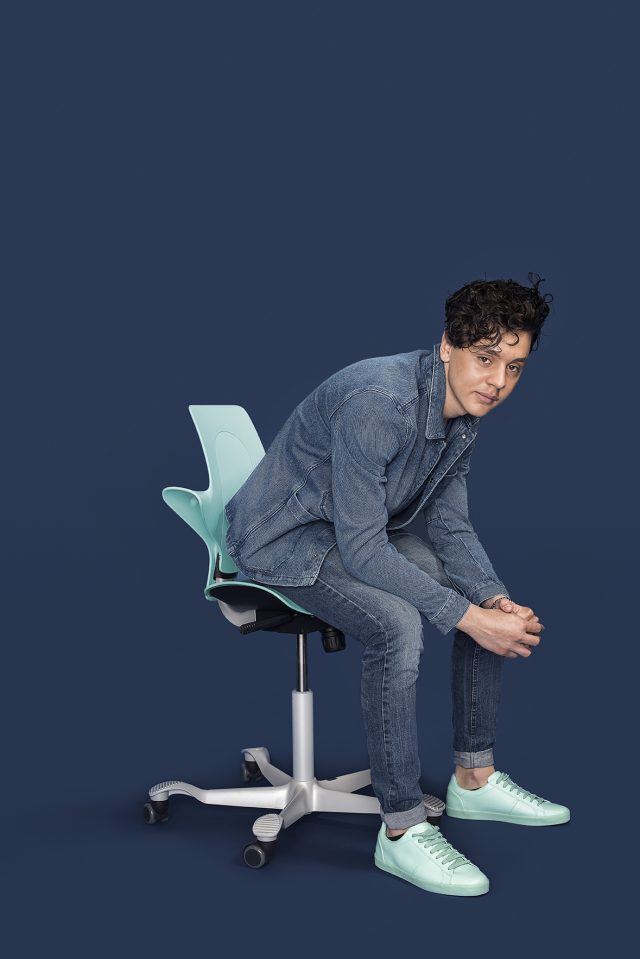 a man sitting on a chair