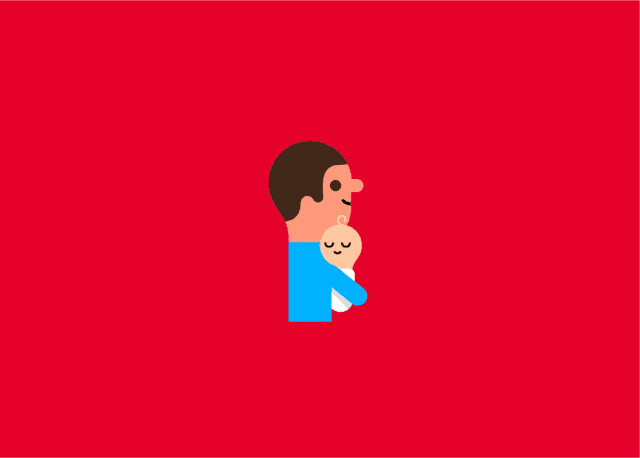 a cartoon of a man holding a baby