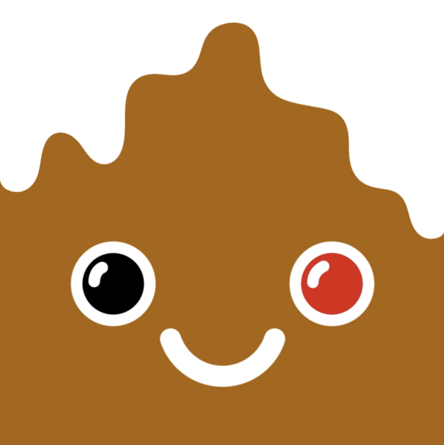 a cartoon of a brown object with a smiling face