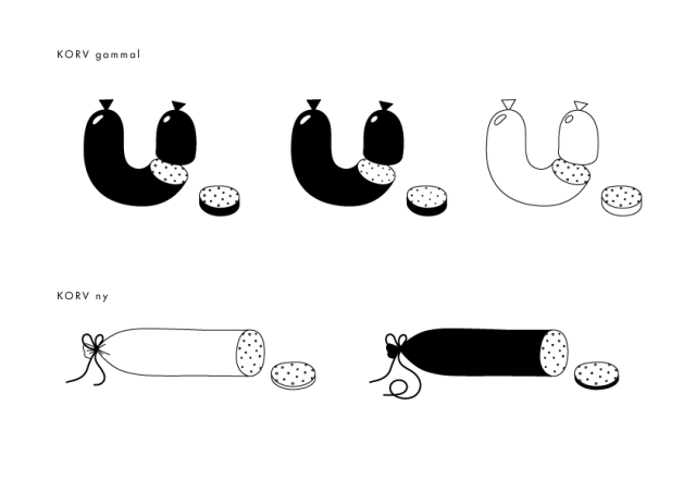 a black and white drawing of sausages