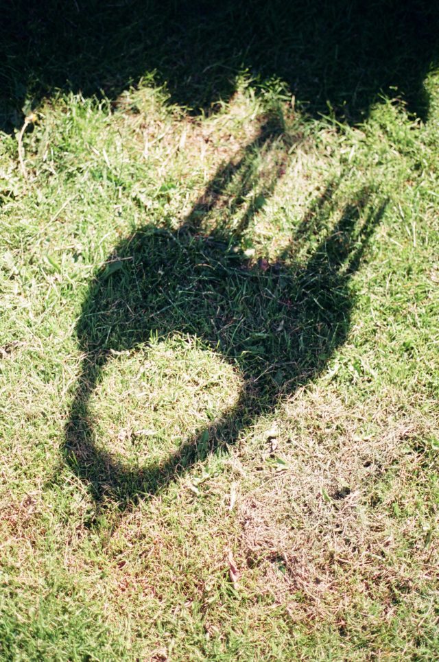 shadow of a swing on the grass