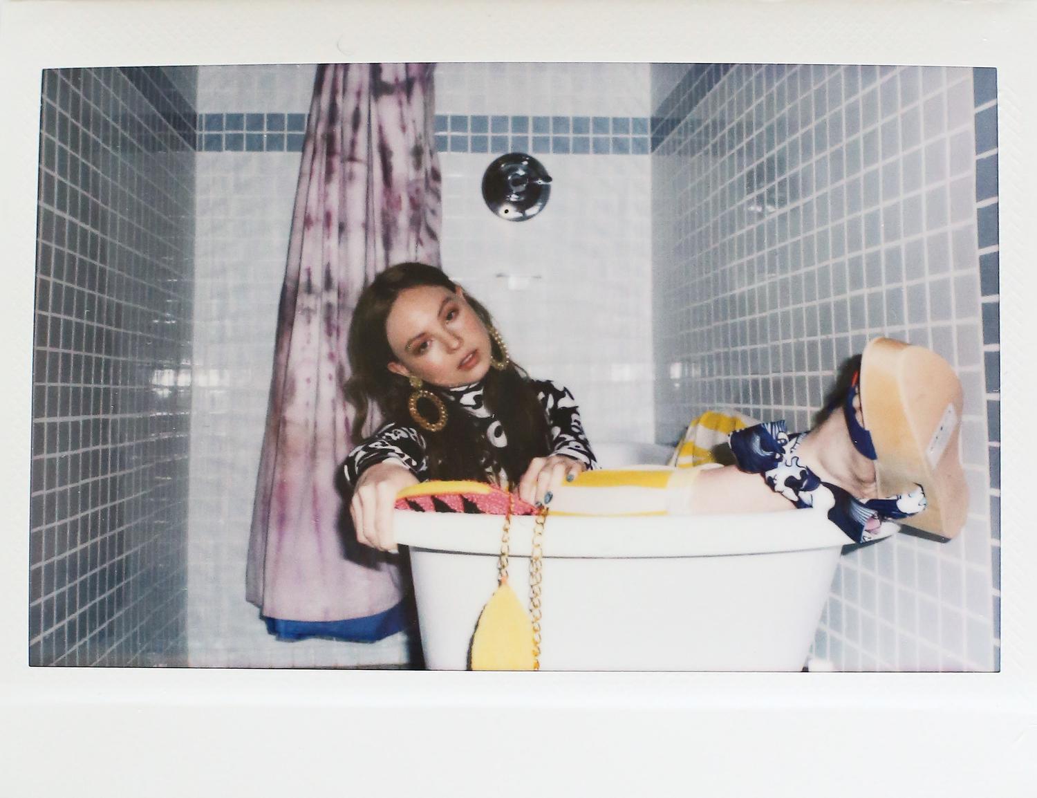 a woman in a bathtub