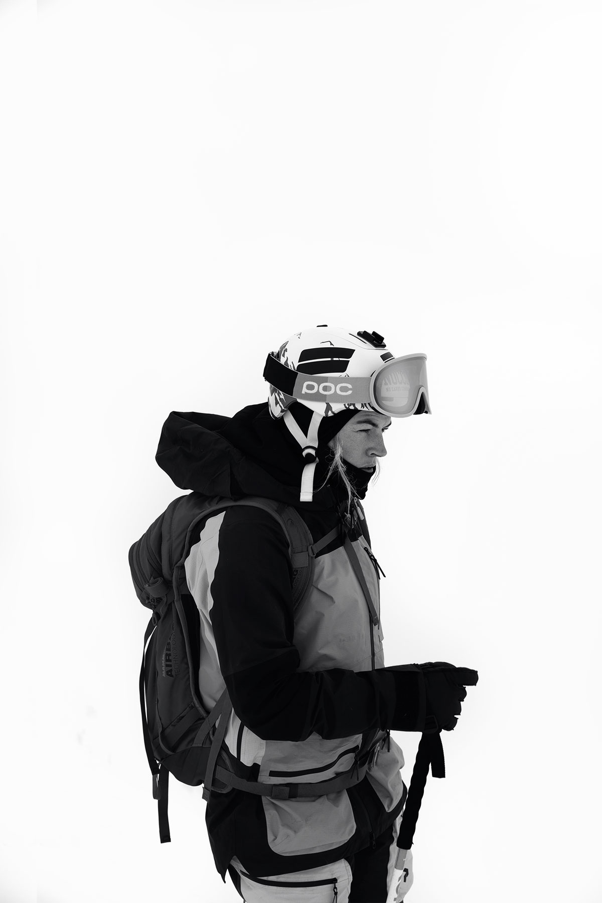 a person wearing a helmet and goggles