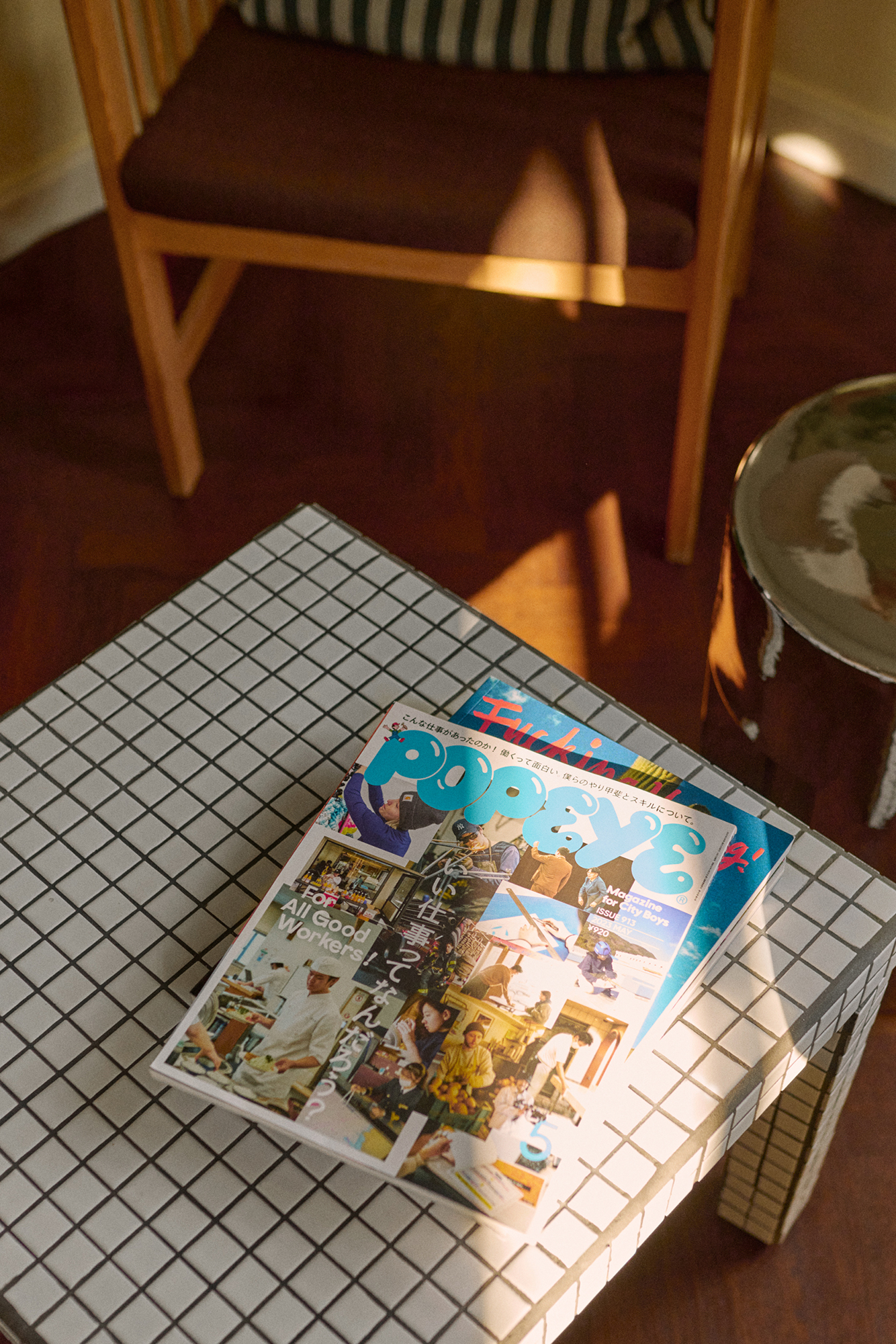 a magazine on a table