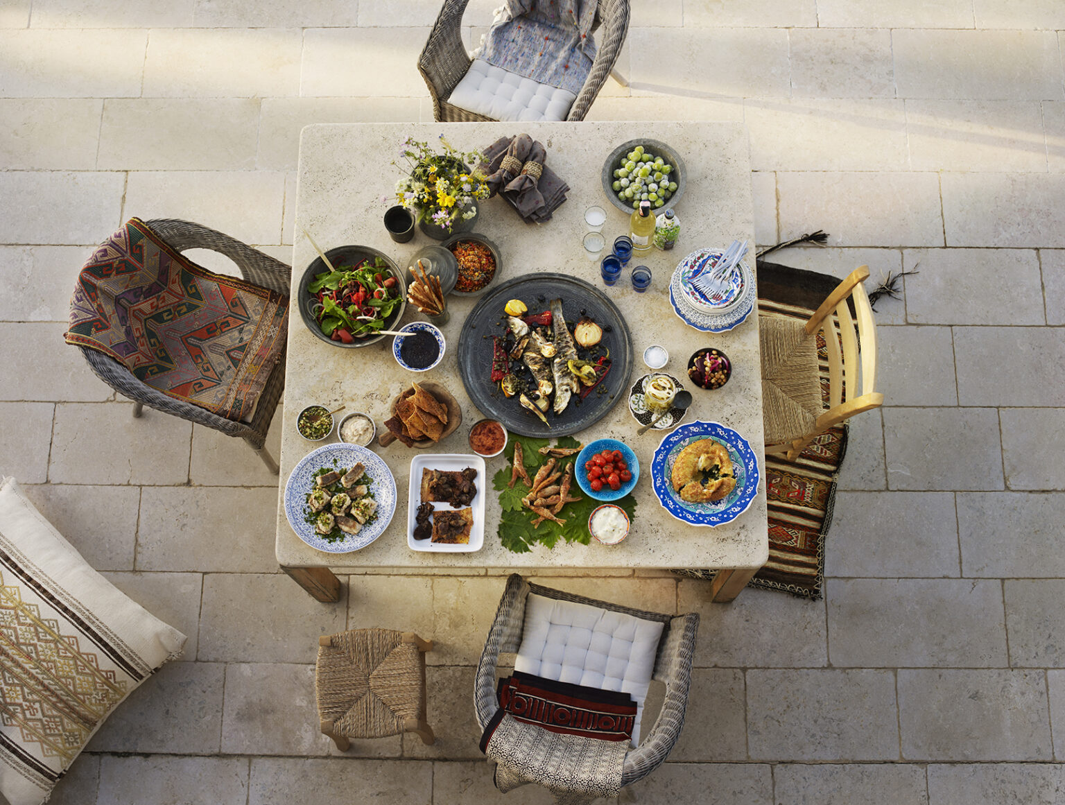 a table with food on it