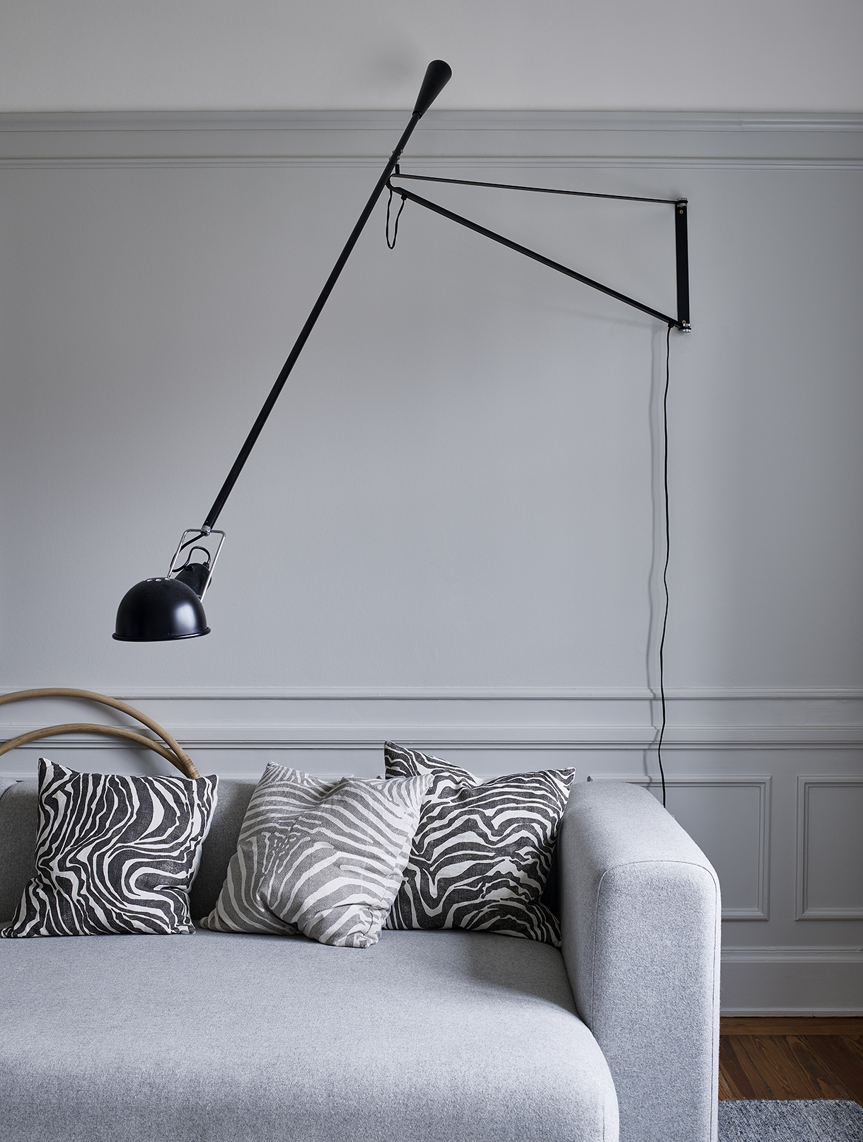 a lamp on a couch