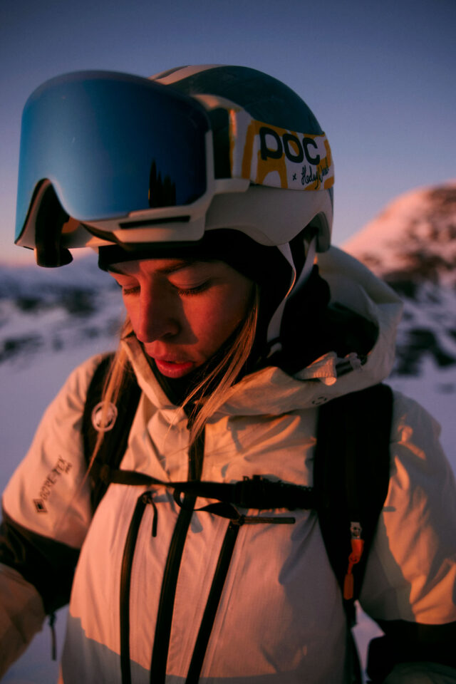 a person wearing a helmet and goggles