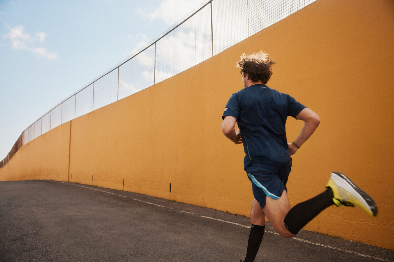 a man running on a road