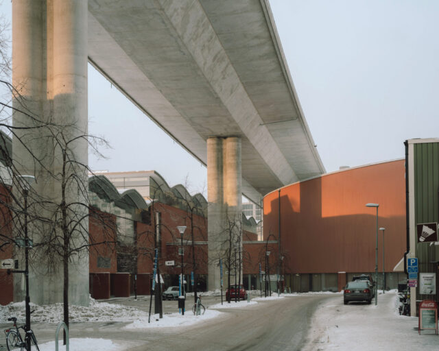 a road with a bridge over it