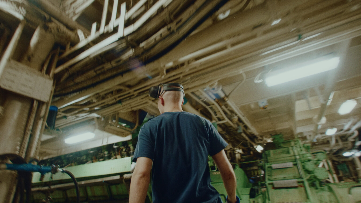 a man wearing a virtual reality headset