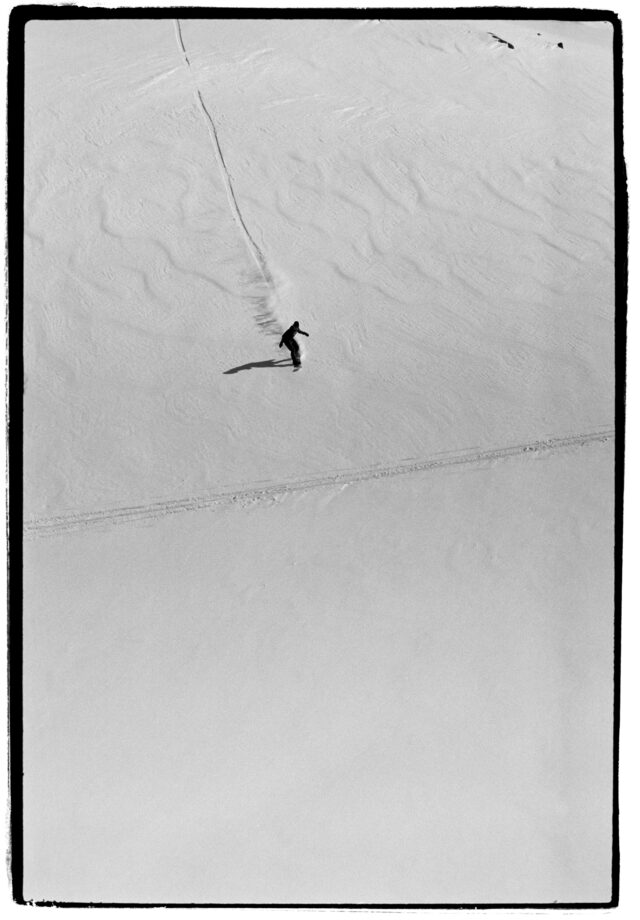 a person skiing in the snow
