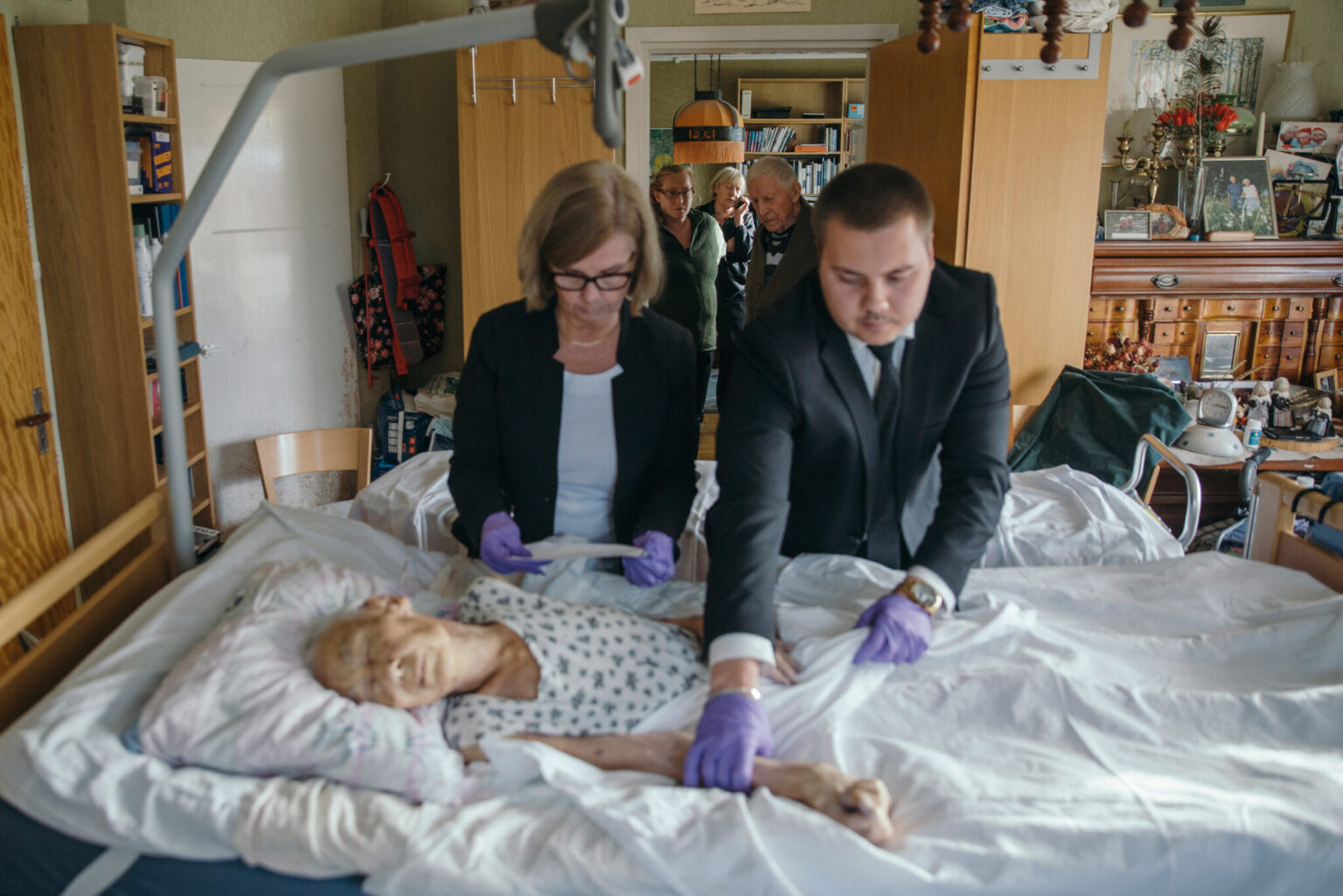 a man and woman in a hospital bed