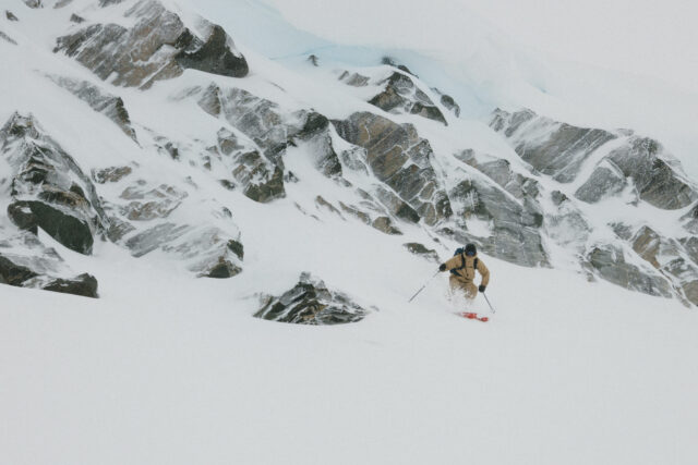 a person skiing down a mountain