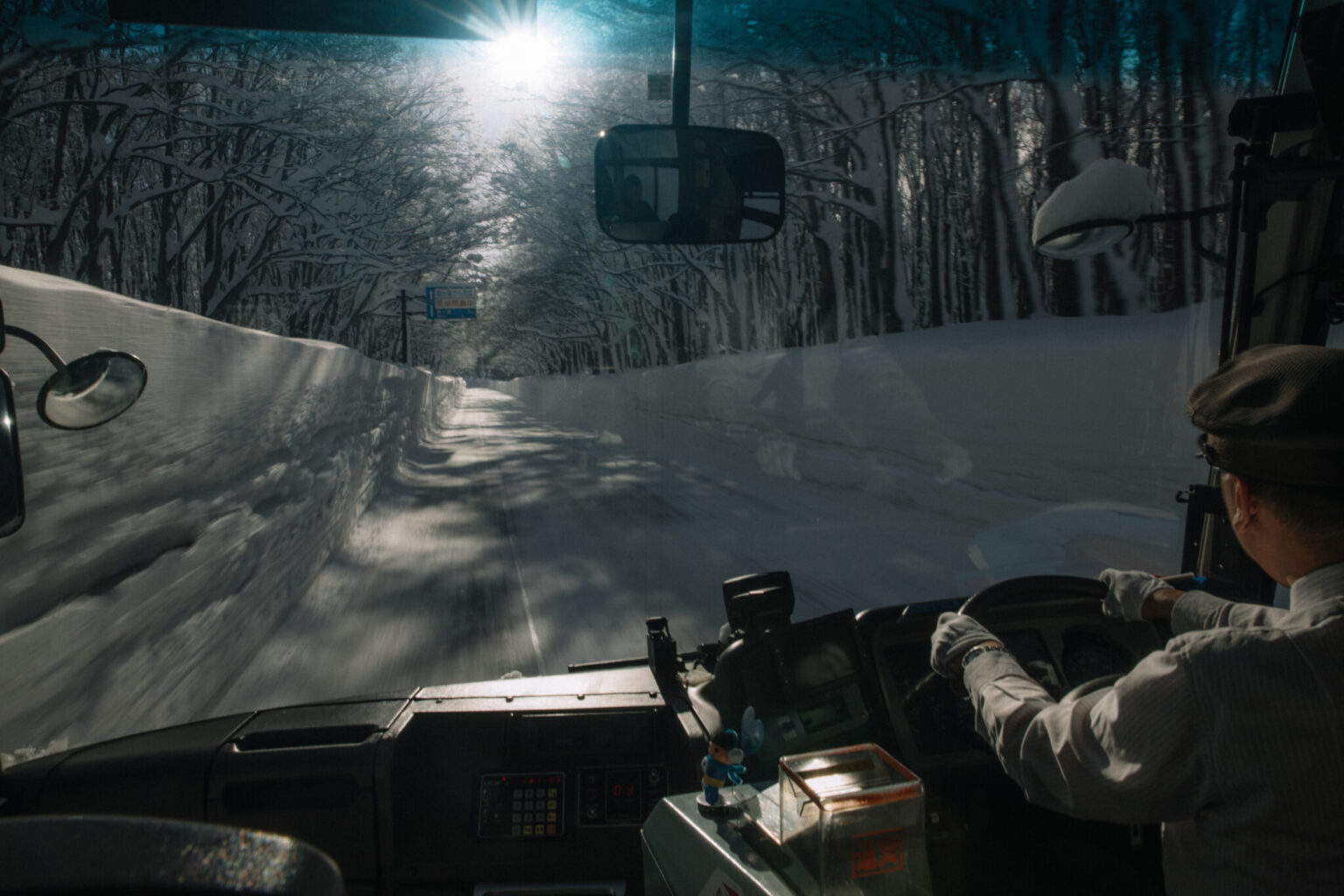 a person driving a vehicle in the snow
