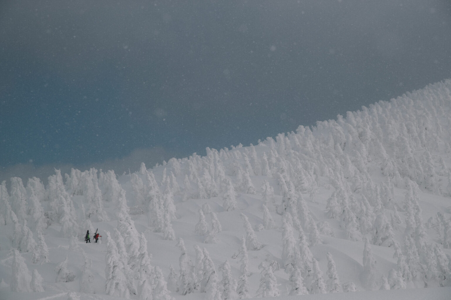 people walking on a snowy mountain