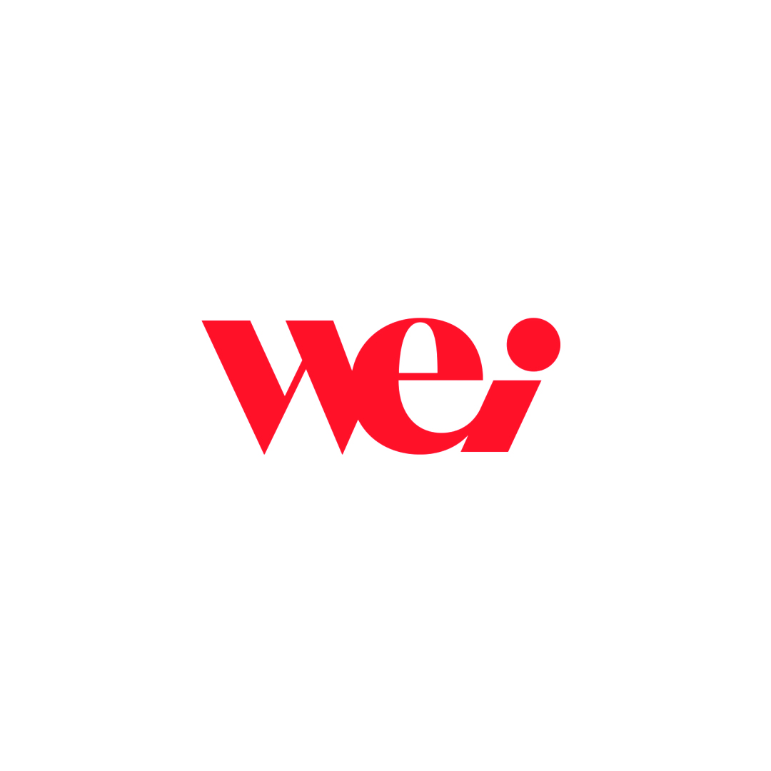 a red and white logo