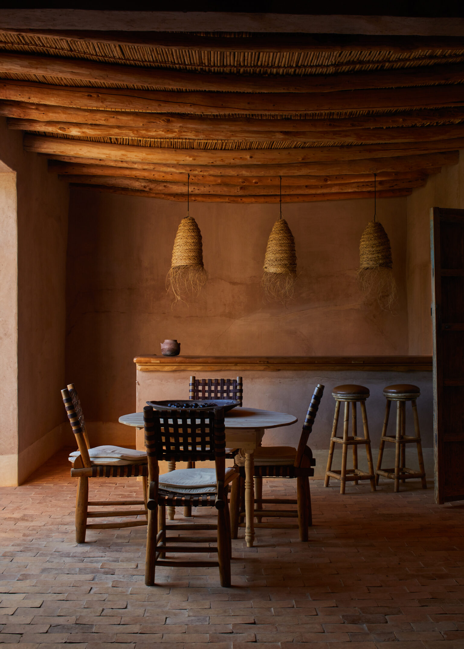 a table and chairs in a room
