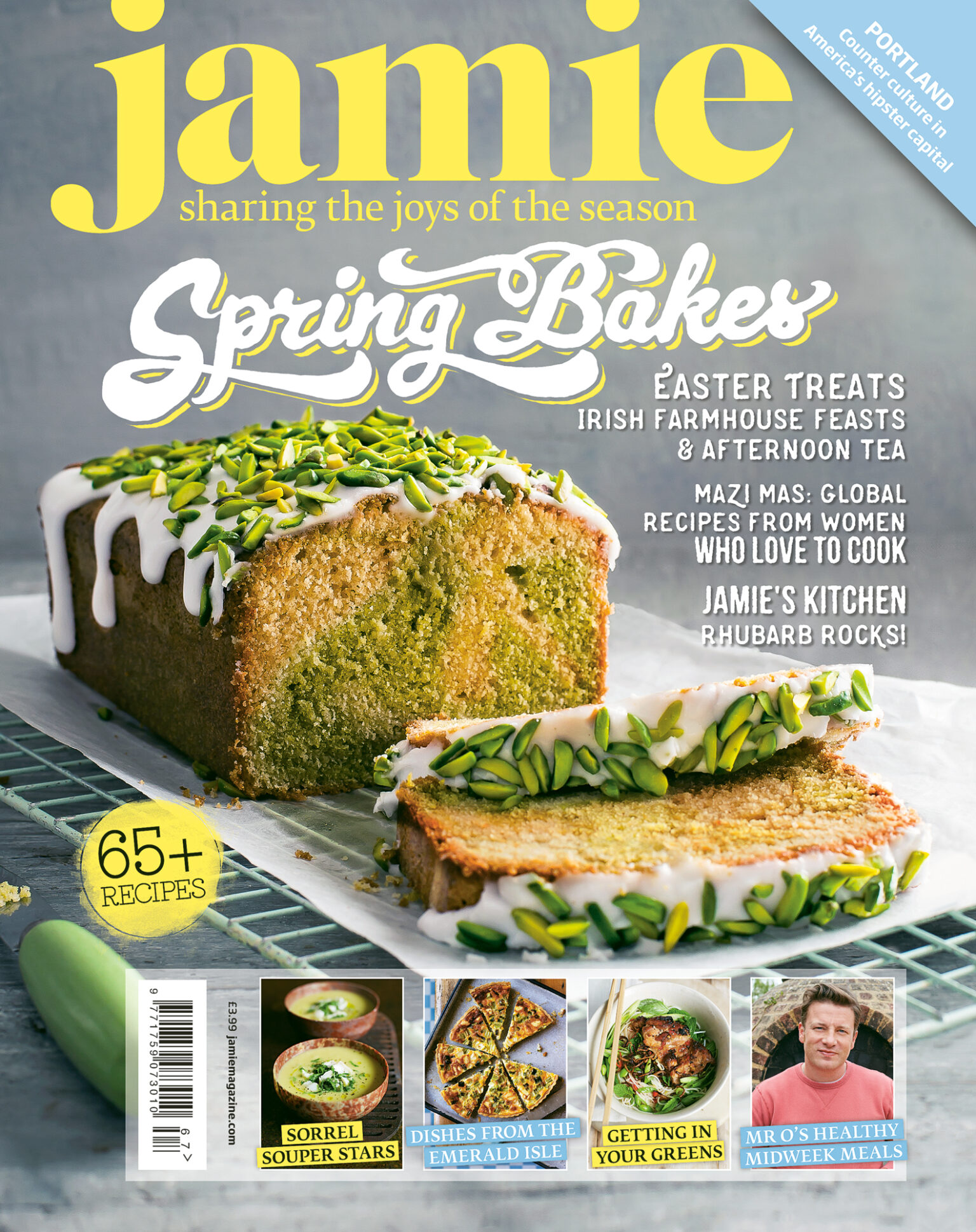a magazine cover with a loaf of cake