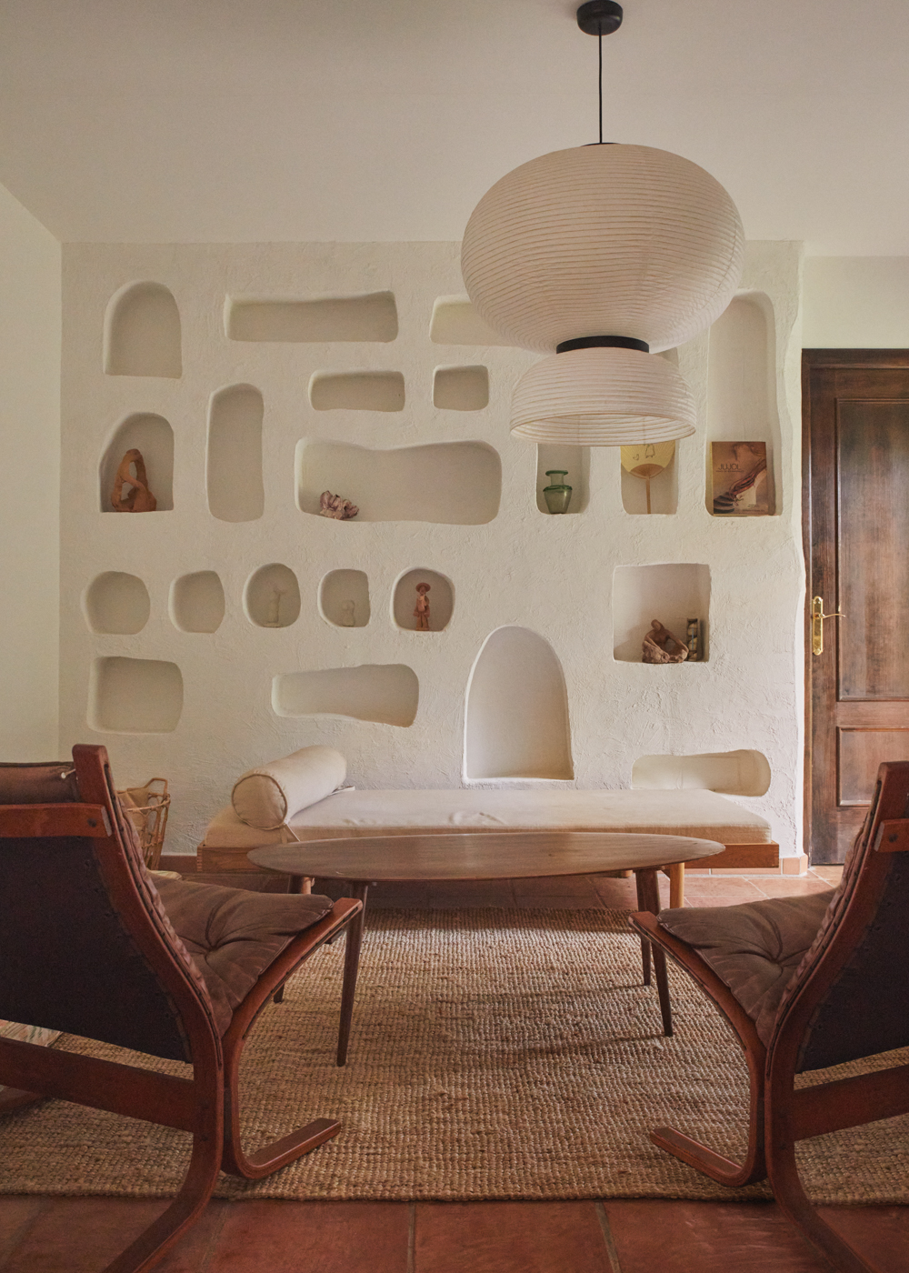 a room with a table and chairs
