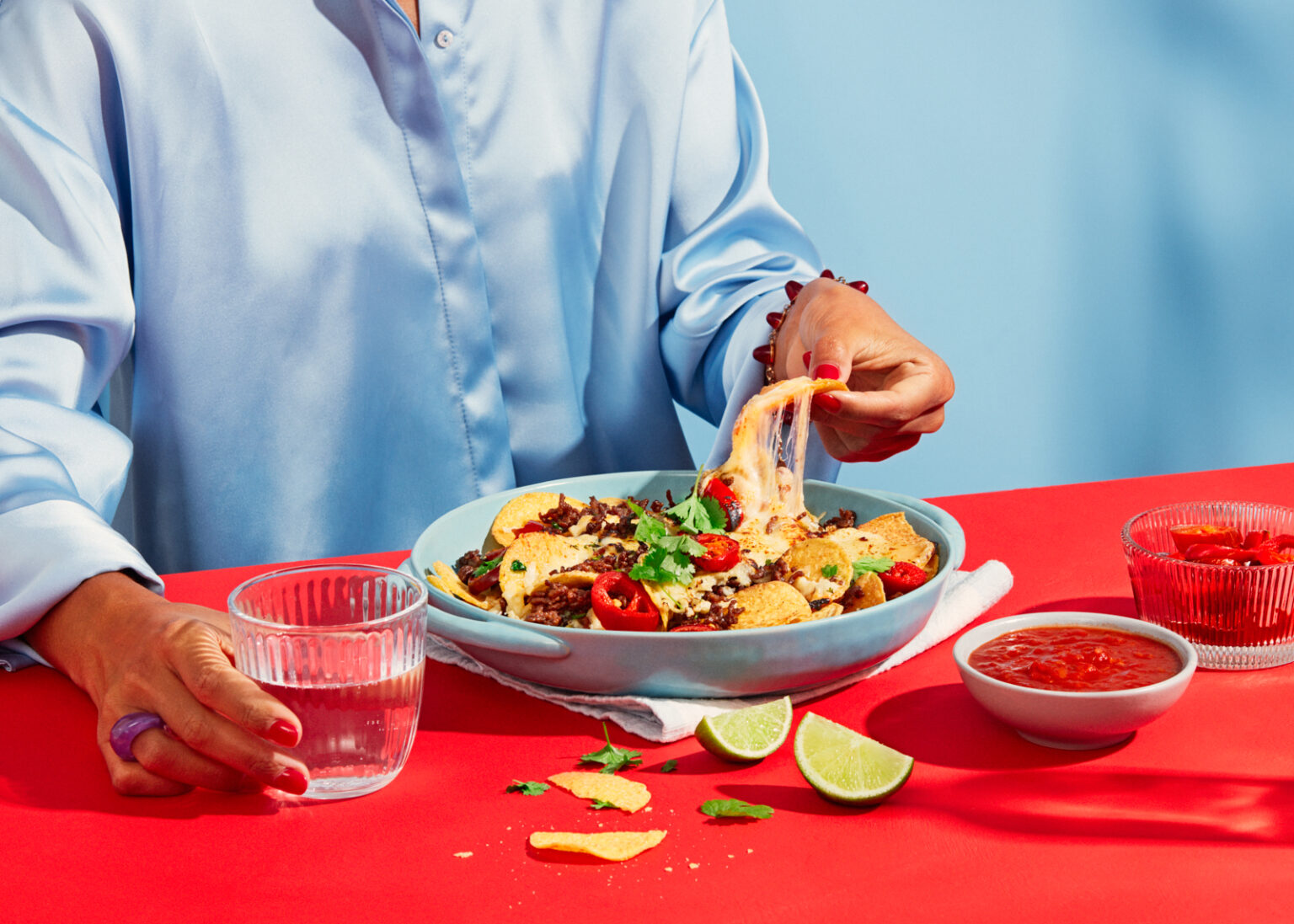 a person eating a bowl of food