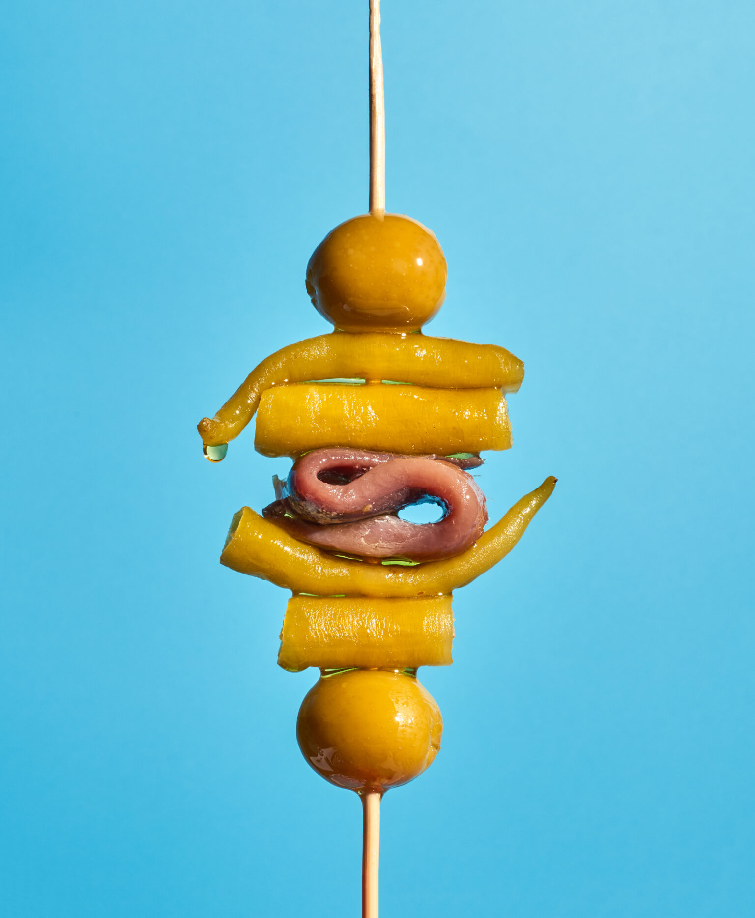 a skewer of food on a stick