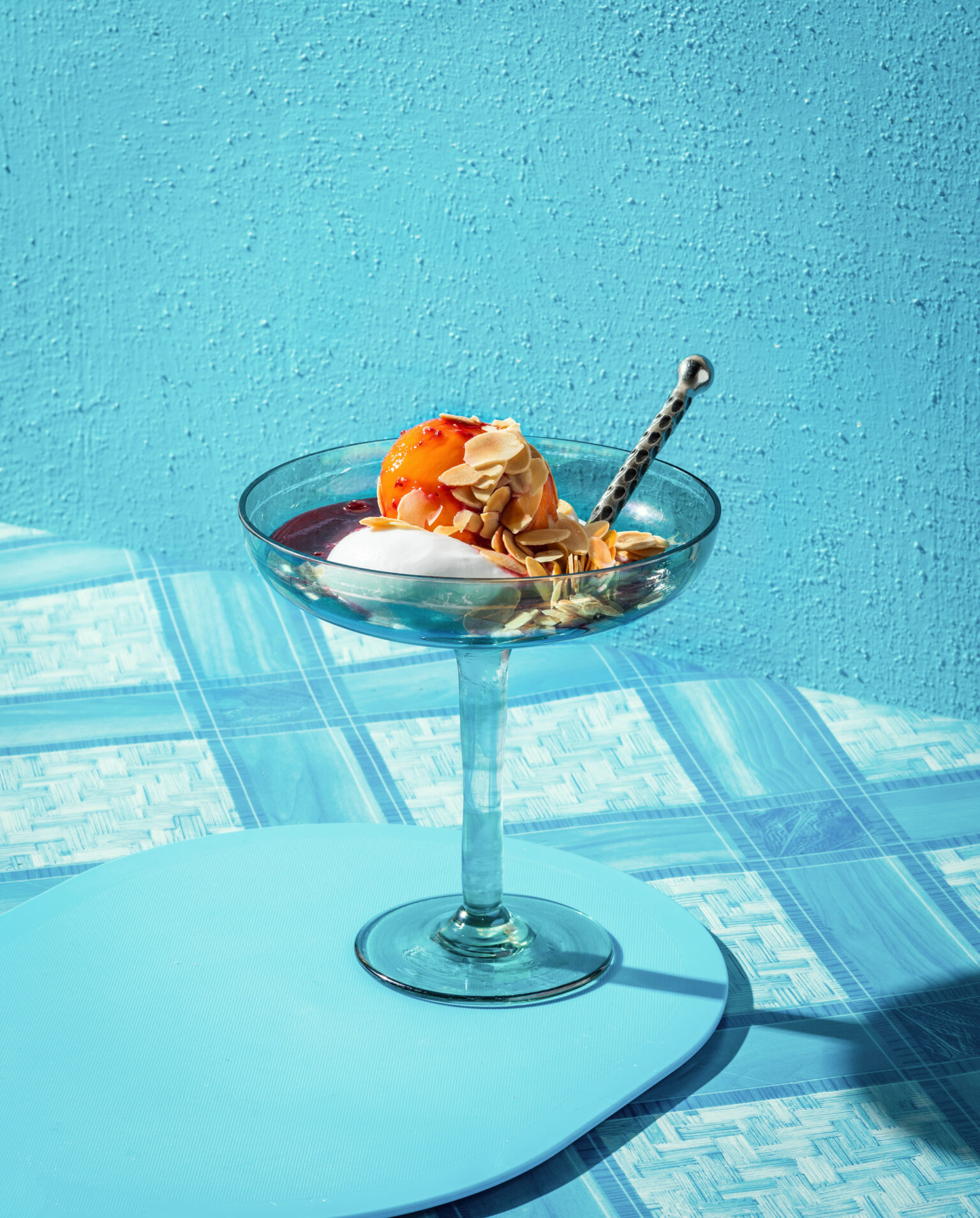 a glass with food in it