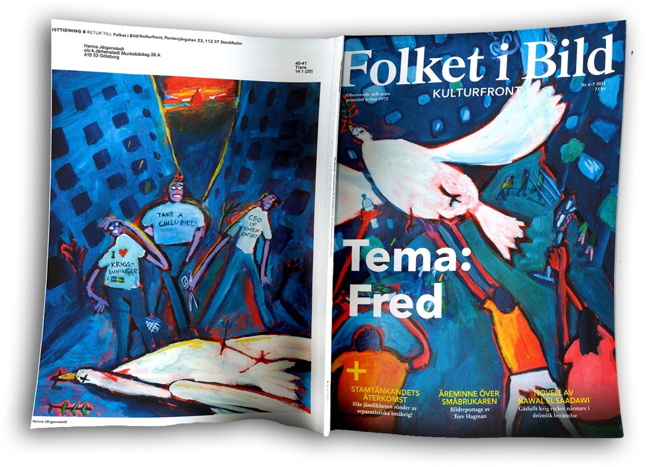 a magazine with a blue background