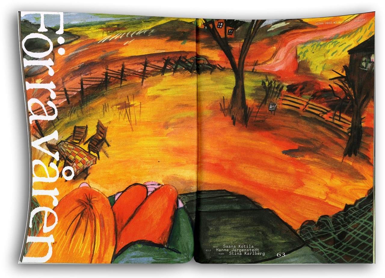 an open book with a drawing of a landscape