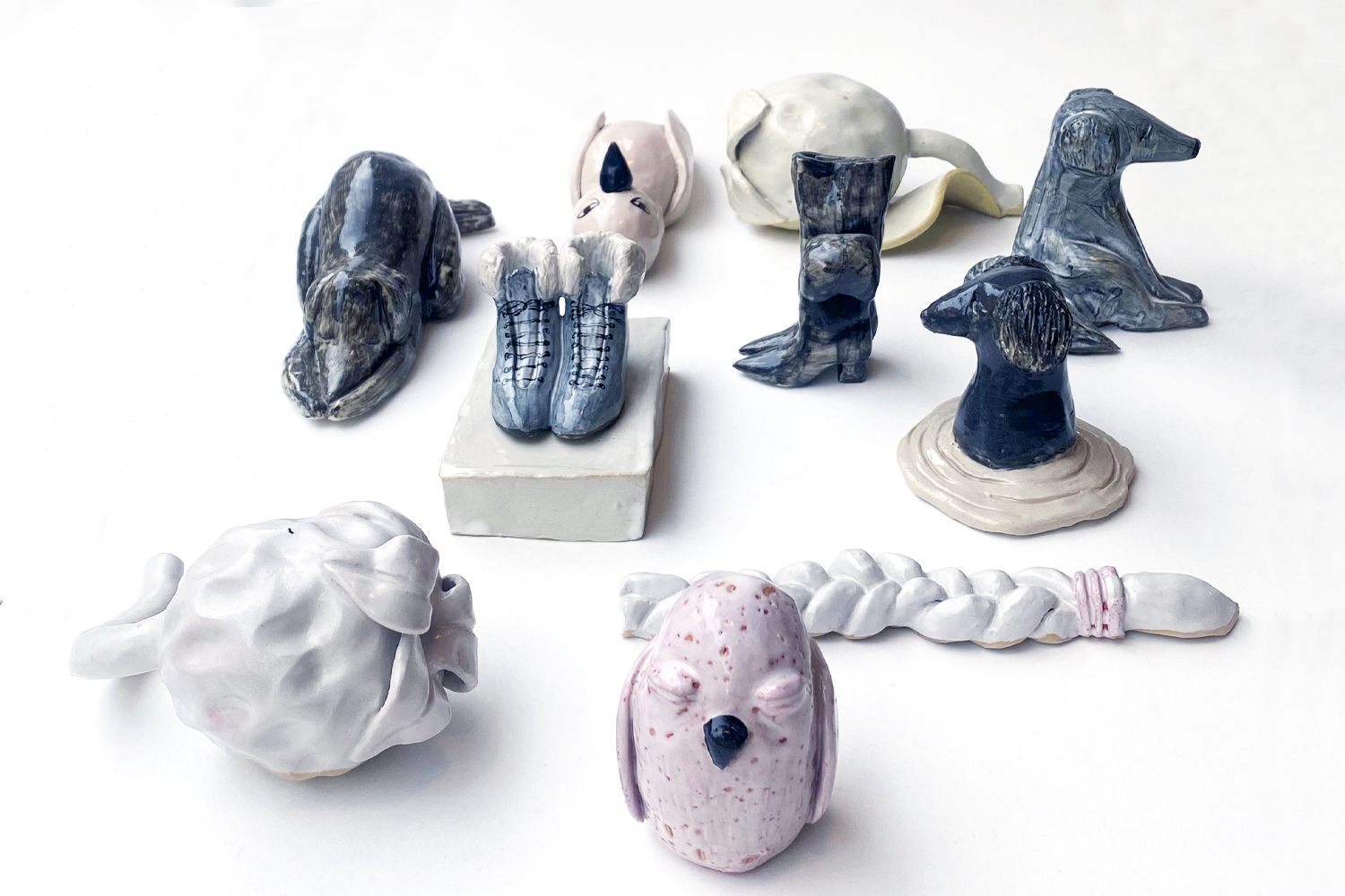 a group of ceramic figurines