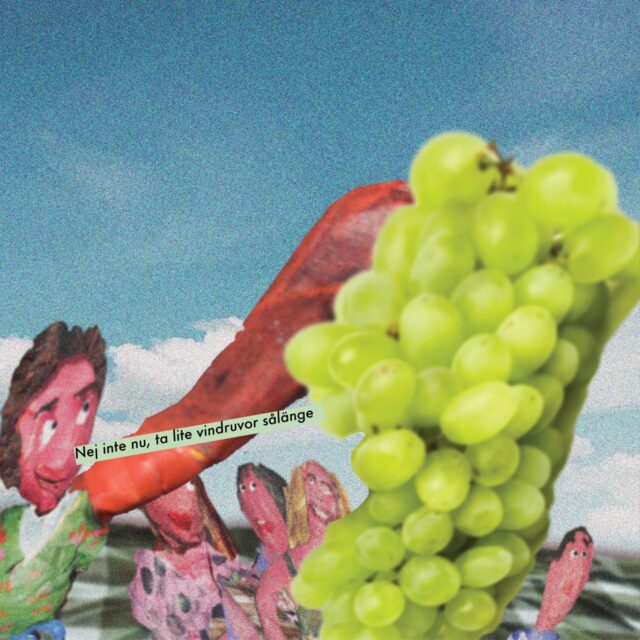 a bunch of grapes in the air