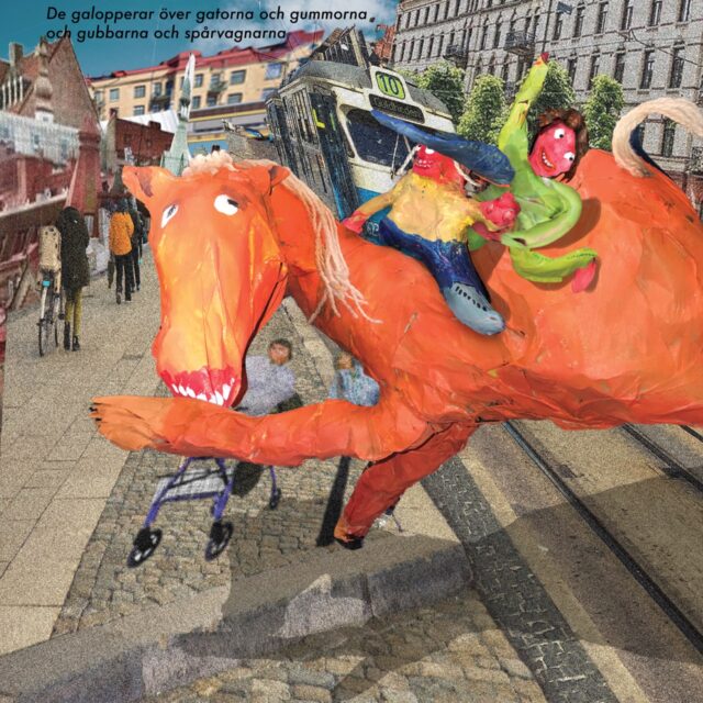 a horse with people on it