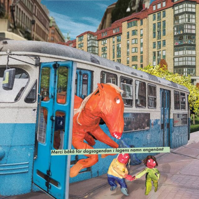 a person in a horse garment coming out of a bus