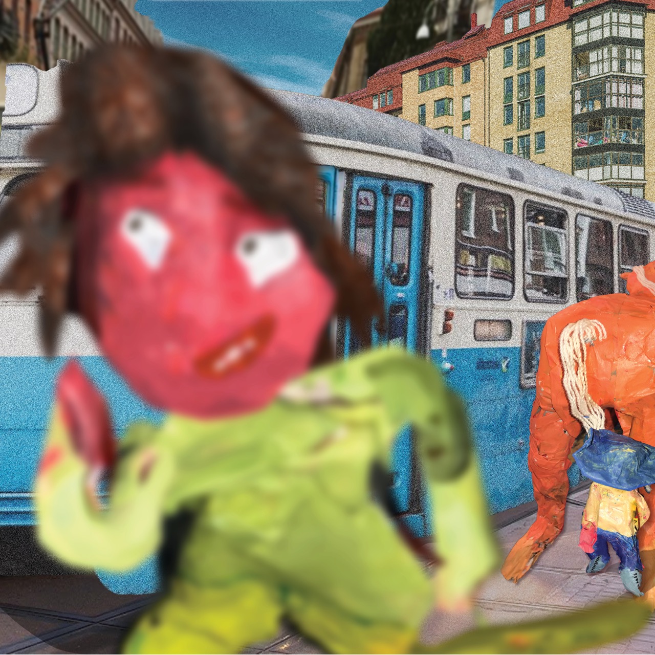 a group of people next to a bus