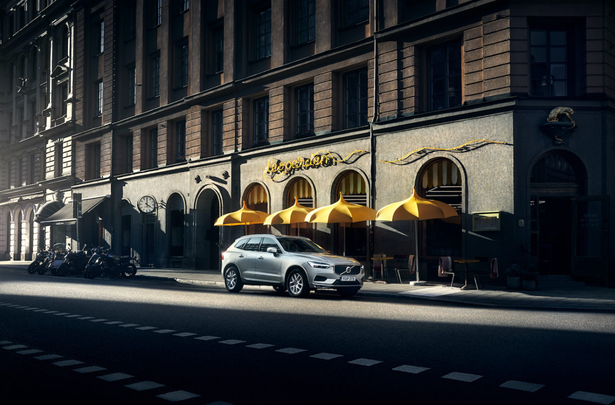 a car parked on the side of a road