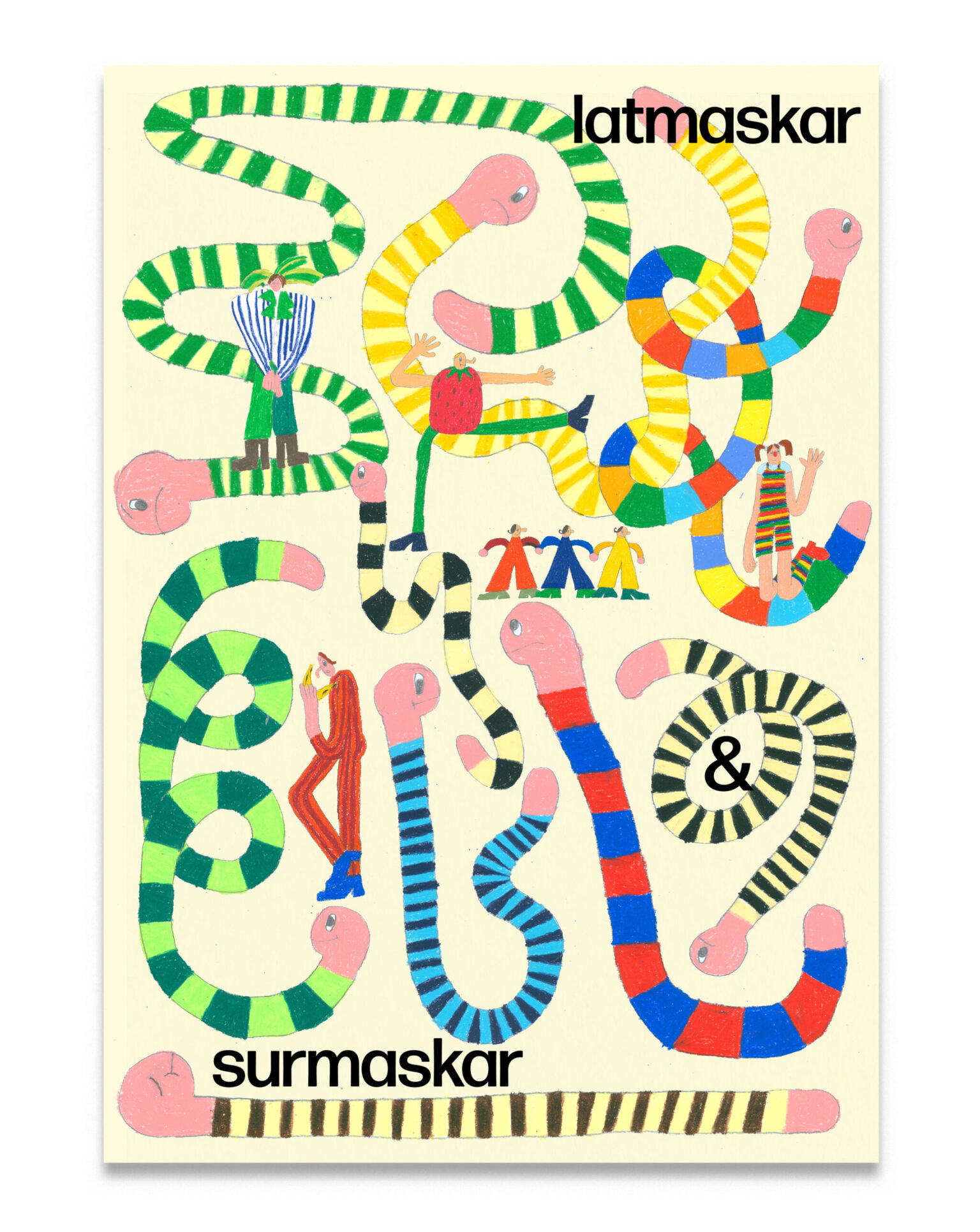 a poster with colorful snakes