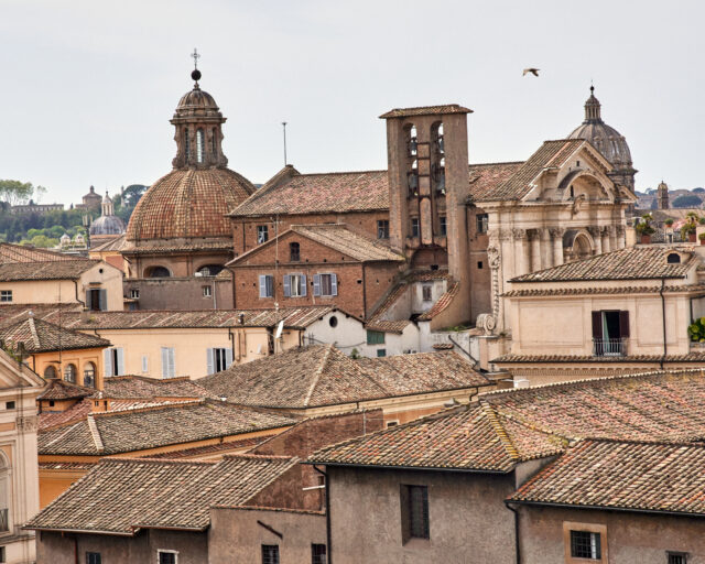 a group of buildings with a tower